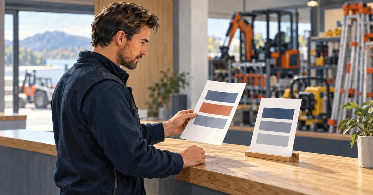 A rental-service manager compares a new confirmation sheet with an approved reference before approving the change.
