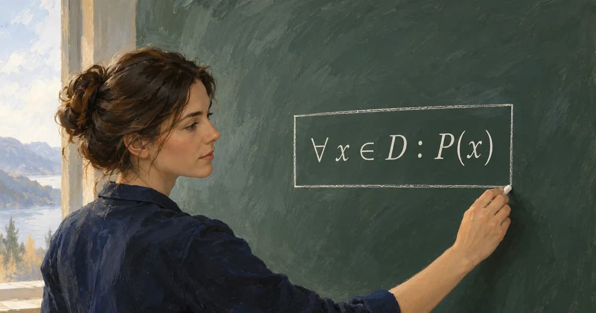 Painterly illustration of an engineer drawing a boundary around a mathematical statement on a chalkboard.