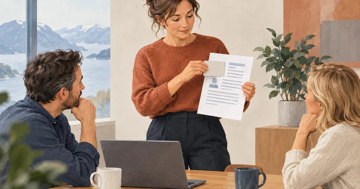 A facilitator showing colleagues how to cover personal information in a sample document.