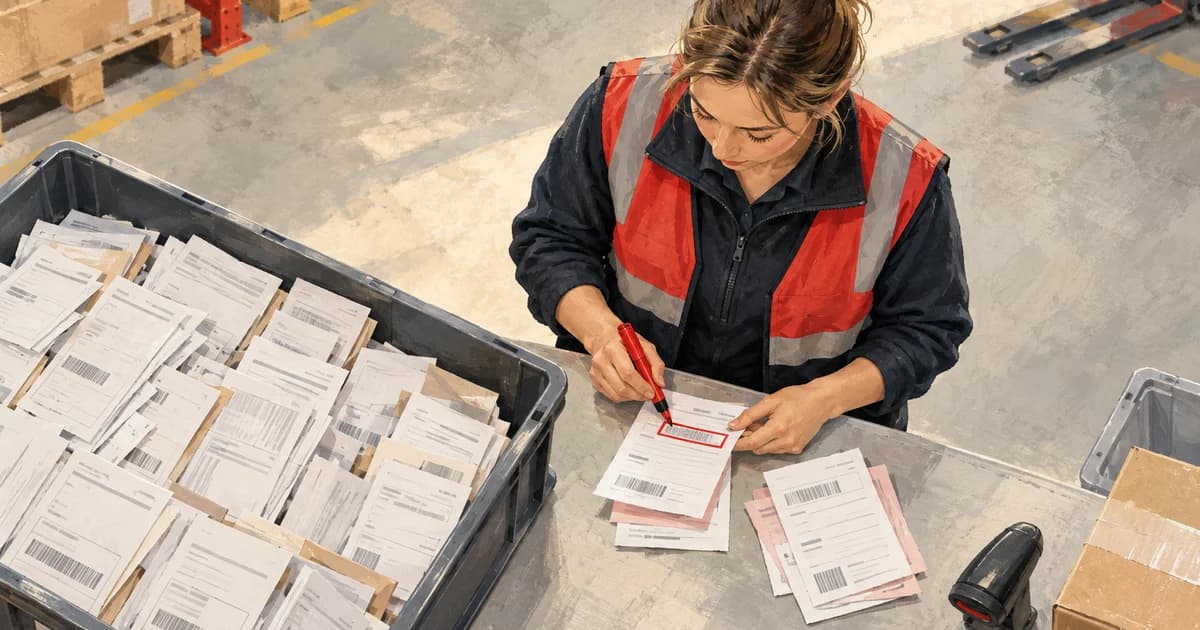 A logistics supervisor separating unusual orders from a larger tray of routine work.